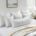 MIULEE Pillow Inserts 22x22 Inch Set of 2, Feather Mix Polycotton with Cotton Fabric Square Decorative Throw Pillows for Couch Bed Sofa