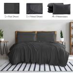 Mueller Ultratemp King Size Sheets Set, Super Soft 1800, 6 Piece, Deep Pocket up to 16" Cooling Sheets King Size, Transfers Heat, Breathes Better, Hypoallergenic, Wrinkle, Dark Grey