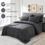 Mueller Ultratemp King Size Sheets Set, Super Soft 1800, 6 Piece, Deep Pocket up to 16" Cooling Sheets King Size, Transfers Heat, Breathes Better, Hypoallergenic, Wrinkle, Dark Grey