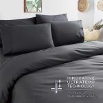 Mueller Ultratemp King Size Sheets Set, Super Soft 1800, 6 Piece, Deep Pocket up to 16" Cooling Sheets King Size, Transfers Heat, Breathes Better, Hypoallergenic, Wrinkle, Dark Grey