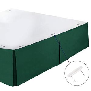 Clara Clark Pleated Bed Skirt - 14 inch Tailored Drop - Luxury Microfiber Dust Ruffle - Includes 8 Pins, King Size, Hunter Green