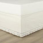 Lush Decor Boho Fringe 15-Inch Tailored Drop Easy Fit Bedskirt, Queen, Off-White
