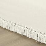 Lush Decor Boho Fringe 15-Inch Tailored Drop Easy Fit Bedskirt, Queen, Off-White