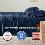 Bedsure GentleSoft Queen Sheet Set, Rayon Derived from Bamboo, Cooling Sheets, Breathable & Soft, Deep Pocket Up to 16 Inches, Hotel Luxury Silky Bedding for Hot Sleepers, Navy