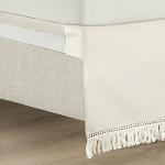 Lush Decor Boho Fringe 15-Inch Tailored Drop Easy Fit Bedskirt, Queen, Off-White
