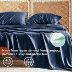 Bedsure GentleSoft Queen Sheet Set, Rayon Derived from Bamboo, Cooling Sheets, Breathable & Soft, Deep Pocket Up to 16 Inches, Hotel Luxury Silky Bedding for Hot Sleepers, Navy
