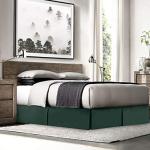 Clara Clark Pleated Bed Skirt - 14 inch Tailored Drop - Luxury Microfiber Dust Ruffle - Includes 8 Pins, King Size, Hunter Green