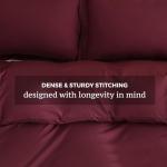 JSD Burgundy Duvet Cover Set Queen Size, 3 Piece Duvet Cover with Pillow Shams, Soft Brushed Microfiber Zipper Closure, Comforter Not Included