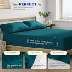 THREAD SPREAD 100% Egyptian Cotton Queen Size Sheet Set - 4 PC 600 Thread Count Egyptian Cotton Sheets Set for Queen Size Bed (Teal), Soft, Cooling, Luxury Hotel 16" Deep Pocket Sateen Bedsheet
