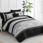 Anibedding Black Comforter Set Full Size,8 Pieces Boho Bed in a Bag Patchwork Striped Comforter Set, Soft Microfiber Bedding Set for All Season(78"×90")