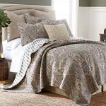 Levtex Home Queen Size Faux Linen Dust Ruffle, 16-inch Drop with Box Pleat
