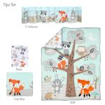 Bedtime Originals Woodland Friends Animals Mint/Gray 5-Piece Crib Bedding Set