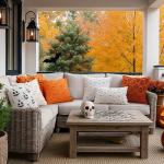MIULEE Halloween Pillow Covers Cute Ghost Spooky Throw Pillows Set of 2 Soft Plush Faux Fur Fall Decorative Cushion Covers for Couch Sofa Bed Porch Living Room Autumn Decor 18x18 inch Burnt Orange