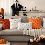 MIULEE Halloween Pillow Covers Cute Ghost Spooky Throw Pillows Set of 2 Soft Plush Faux Fur Fall Decorative Cushion Covers for Couch Sofa Bed Porch Living Room Autumn Decor 18x18 inch Burnt Orange