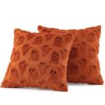 MIULEE Halloween Pillow Covers Cute Ghost Spooky Throw Pillows Set of 2 Soft Plush Faux Fur Fall Decorative Cushion Covers for Couch Sofa Bed Porch Living Room Autumn Decor 18x18 inch Burnt Orange