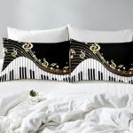 Piano Pattern Comforter Cover Classic Music Themed Bedding Set for Boys Girls Children Musical Pattern Duvet Cover Geometric Stripe Room Decor Full Size Quilt Cover 3Pcs