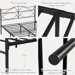 VECELO Queen Size Bed Frame, Metal Bed Platform with Headboard, Sturdy Steel Slats Support, No Box Spring Needed/Noise-Free,Easy Assembly, Black