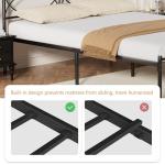 VECELO Queen Size Bed Frame, Metal Bed Platform with Headboard, Sturdy Steel Slats Support, No Box Spring Needed/Noise-Free,Easy Assembly, Black
