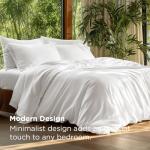 Bedsure Silky Cooling Duvet Cover Queen Size - Lightweight 100% Rayon Derived from Bamboo Comforter Cover Set for Hot Sleepers, Breathable & Moisture-Wicking Bedding Set, Pure White