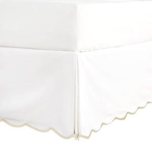 HIG Off White Chic Queen Bed Skirt - Easy Fit Scallop Edge Pleated Bedskirts, 14 Inch Drop Anti-Slip Dust Ruffle, Thick Fabric for Enhanced Privacy, Pre-Washed for Long-Lasting Use(N60022)