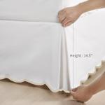 HIG Off White Chic Queen Bed Skirt - Easy Fit Scallop Edge Pleated Bedskirts, 14 Inch Drop Anti-Slip Dust Ruffle, Thick Fabric for Enhanced Privacy, Pre-Washed for Long-Lasting Use(N60022)
