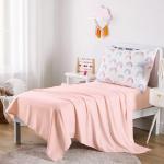 Wake In Cloud - Rainbow Toddler Bedding Set for Girls, Cute Colorful Pastel Rainbow with Clouds, 4 Pieces Soft Crib Bed Set Including Comforter, Sheets and Pillowcase, White Pink