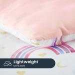 Wake In Cloud - Rainbow Toddler Bedding Set for Girls, Cute Colorful Pastel Rainbow with Clouds, 4 Pieces Soft Crib Bed Set Including Comforter, Sheets and Pillowcase, White Pink