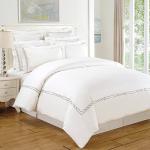 Superior Lorenz Cotton 200 Thread Count Duvet Cover Set, Soft Comforter Covers, Bedroom Essentials, Embroidered Infinity Border, Includes 1 Duvet Cover with Button Closure, 2 Pillow Shams, Full/Queen
