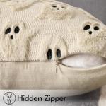 MIULEE Halloween Pillow Covers Cute Ghost Spooky Throw Pillows Set of 2 Soft Plush Faux Fur Decorative Cushion Covers for Couch Sofa Bed Porch Living Room Halloween Decor 18x18 inch Beige