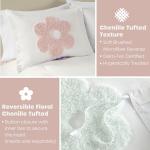 Urban Habitat Kids Queen Duvet Cover Set for Girls, Tufted Chenille Floral Duvet Set Queen, Lightweight Polka Dot Duvet Reversible Bedding Cover, Sham, Pillow, Gracie, Full/Queen White/Purple 4 Piece