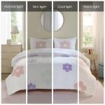 Urban Habitat Kids Queen Duvet Cover Set for Girls, Tufted Chenille Floral Duvet Set Queen, Lightweight Polka Dot Duvet Reversible Bedding Cover, Sham, Pillow, Gracie, Full/Queen White/Purple 4 Piece