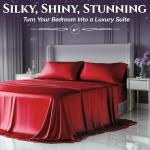 SLEEP SANCTUARY Satin Sheets Queen Size – 4 Piece Luxury Silky Bed Set, Softer Than Silk, 15" Deep Pocket, Cooling & Wrinkle-Free, Moisture-Wicking & Breathable for Hair & Skin (Red)