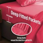 AL AHMEDANI LINEN Pink Satin Queen Size - 1 Fitted Sheet, 1 Flat Sheet, 2 Pillowcases - Queen King Sheet Set - Deep Fitted Queen Extra Deep Pocket