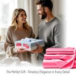 AL AHMEDANI LINEN Pink Satin Queen Size - 1 Fitted Sheet, 1 Flat Sheet, 2 Pillowcases - Queen King Sheet Set - Deep Fitted Queen Extra Deep Pocket