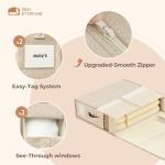 6Pack Sheet Organizers for Linen Closet - King/Queen Size Bedding Storage Boxes with Clear Window | Foldable, Dustproof Linen Organizer for Blankets & Sheet Sets,Beige