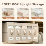 6Pack Sheet Organizers for Linen Closet - King/Queen Size Bedding Storage Boxes with Clear Window | Foldable, Dustproof Linen Organizer for Blankets & Sheet Sets,Beige