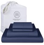 Threadmill Supima Cotton Queen Sheets - 1000 Thread Count, 4 Piece Luxury Bed Sheets, Sateen Weave Hotel Quality with Elasticized Deep Pocket, Folkstone Blue