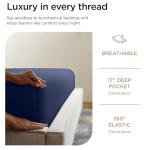 Threadmill Supima Cotton Queen Sheets - 1000 Thread Count, 4 Piece Luxury Bed Sheets, Sateen Weave Hotel Quality with Elasticized Deep Pocket, Folkstone Blue