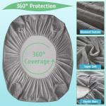 Lunsing Waterproof Queen Mattress Protector, Soft Breathable and Noiseless Queen Size Mattress Pad Cover with 6-18 in Deep Pockets,Gray