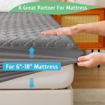 Lunsing Waterproof Queen Mattress Protector, Soft Breathable and Noiseless Queen Size Mattress Pad Cover with 6-18 in Deep Pockets,Gray