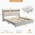 Upholstered Queen Bed Frame with Storage Drawers