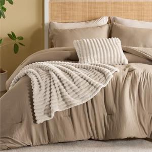 5-Piece Full Size Comforter Set with Throw Pillow