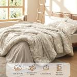 Beige Floral Queen Comforter Set - 7 Pieces