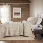 Beige Queen Size Quilt Bedding Set, 3 Pieces