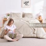 Boho Beige Duvet Cover Set with Zipper Closure