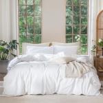 Bright White Cotton Linen Duvet Cover Set - Queen