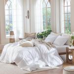 Bright White Cotton Linen Duvet Cover Set - Queen