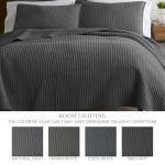 Charcoal Cross Stitch King Quilt Set