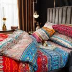 Colorful Bohemian Floral Queen Duvet Cover Set