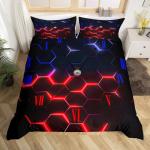 Neon Hexagon Geometric Full Bed Set with Pillowcases
